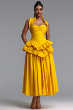 Lade Bild in die Galerieansicht, Shea Elegant Waist-Cinched Halter Neck Ruffled Maxi Dress