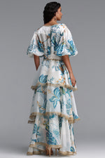 Load image into Gallery viewer, Lisbon Resort Flowy Puff Sleeve Floral Print Organza Maxi Dress
