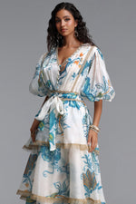 Charger l'image dans la visionneuse de la Galerie, Lisbon Resort Flowy Puff Sleeve Floral Print Organza Maxi Dress