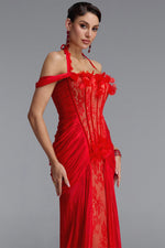 Lade Bild in die Galerieansicht, Fredrika Sexy Halter Off Shoulder Ruffle Lace Maxi Dress