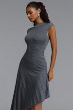 Charger l'image dans la visionneuse de la Galerie, Tadeo Chic Contour Sleeveless Diagonal Stripes Asymmetric Hem Knit Midi Dress