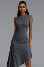 Charger l'image dans la visionneuse de la Galerie, Tadeo Chic Contour Sleeveless Diagonal Stripes Asymmetric Hem Knit Midi Dress