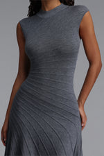 Charger l'image dans la visionneuse de la Galerie, Tadeo Chic Contour Sleeveless Diagonal Stripes Asymmetric Hem Knit Midi Dress