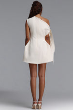 Load image into Gallery viewer, Denali Chic Tailored One Shoulder  Asymmetric Woven Mini Dress