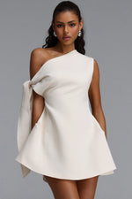 Load image into Gallery viewer, Denali Chic Tailored One Shoulder  Asymmetric Woven Mini Dress