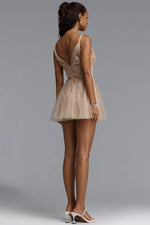 Charger l'image dans la visionneuse de la Galerie, Ezgi Romantic Flowy V Neck Spaghetti Strap Floral Lace Mini Dress