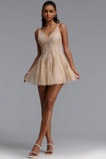 Charger l'image dans la visionneuse de la Galerie, Ezgi Romantic Flowy V Neck Spaghetti Strap Floral Lace Mini Dress
