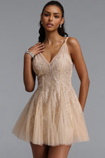 Charger l'image dans la visionneuse de la Galerie, Ezgi Romantic Flowy V Neck Spaghetti Strap Floral Lace Mini Dress