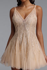 Charger l'image dans la visionneuse de la Galerie, Ezgi Romantic Flowy V Neck Spaghetti Strap Floral Lace Mini Dress