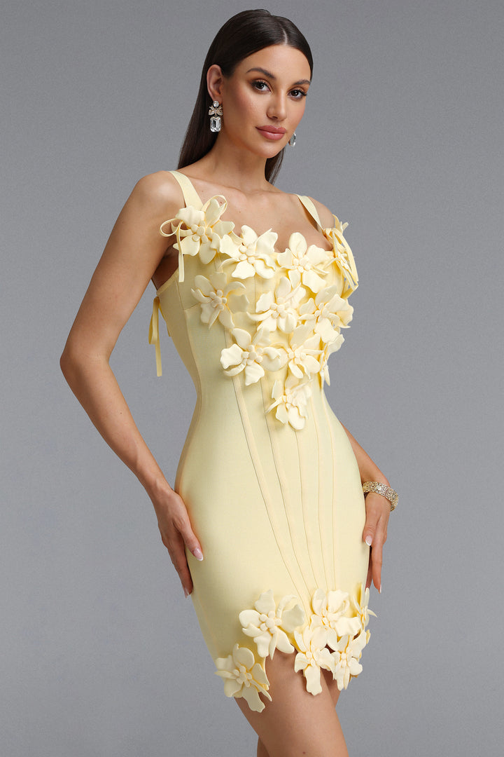 Hooded Sweet Contour Camisole Floral Bandage Mini Dress