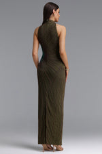 Load image into Gallery viewer, Lisbon Elegant Contour High Neck Beaded Embroidery Woven Maxi Dress