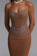 Charger l'image dans la visionneuse de la Galerie, Scala Luxury Bandeau Ruched Rhinestone Maxi Dress