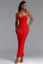 Charger l'image dans la visionneuse de la Galerie, Zaniyah Glamorous Contour Halter Sweetheart Crystal Bandage Maxi Dress