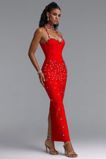 Charger l'image dans la visionneuse de la Galerie, Zaniyah Glamorous Contour Halter Sweetheart Crystal Bandage Maxi Dress