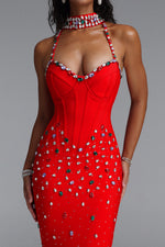 Charger l'image dans la visionneuse de la Galerie, Zaniyah Glamorous Contour Halter Sweetheart Crystal Bandage Maxi Dress