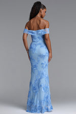 Charger l'image dans la visionneuse de la Galerie, Soraya Romantic Elegant Off The Shoulder Bow Floral Flowy Maxi Dress
