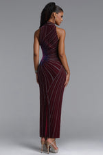 Charger l'image dans la visionneuse de la Galerie, Yeil Halter High Neck Rhinestone Ruched Maxi Dress