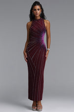 Charger l'image dans la visionneuse de la Galerie, Yeil Halter High Neck Rhinestone Ruched Maxi Dress