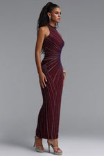 Charger l'image dans la visionneuse de la Galerie, Yeil Halter High Neck Rhinestone Ruched Maxi Dress