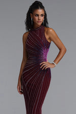 Charger l'image dans la visionneuse de la Galerie, Yeil Halter High Neck Rhinestone Ruched Maxi Dress