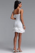 Charger l'image dans la visionneuse de la Galerie, Francina Exquisite Contour Cami Strap Rhinestone Ruffle White Bandage Mini Dress