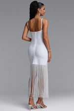Lade Bild in die Galerieansicht, Demere Chic Contour Fringe Bandage White Maxi Dress