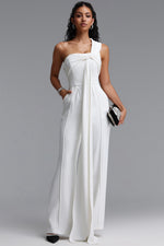 Lade Bild in die Galerieansicht, Lexy Elegant One Shoulder Knot Pleated Long Jumpsuit