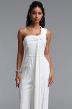 Lade Bild in die Galerieansicht, Lexy Elegant One Shoulder Knot Pleated Long Jumpsuit