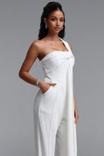 Lade Bild in die Galerieansicht, Lexy Elegant One Shoulder Knot Pleated Long Jumpsuit