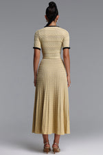Charger l'image dans la visionneuse de la Galerie, Wagani Elegant Contour Round Neck Short Sleeve Knit Maxi Dress