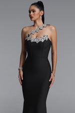 Lade Bild in die Galerieansicht, Islay Glamorous One Shoulder Rhinestone Mermaid Bandage Maxi Dress