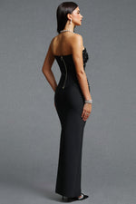 Charger l'image dans la visionneuse de la Galerie, Yette Chic Contour Strapless Beaded Black Bandage Maxi Top and Skirt Set