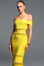 Charger l'image dans la visionneuse de la Galerie, Sylvia Elegant Off Shoulder Beaded Tassel Bandage Maxi Dress