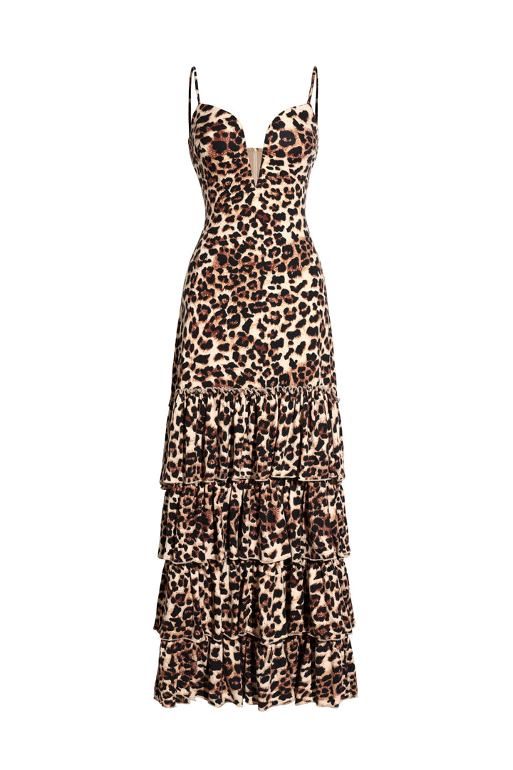 Zambezi Deep-V Sleeveless Ruffled Backless Maxi Dress