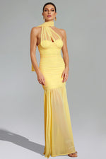 Load image into Gallery viewer, Ulasa Sleeveless Ruched Mesh Maxi Dress