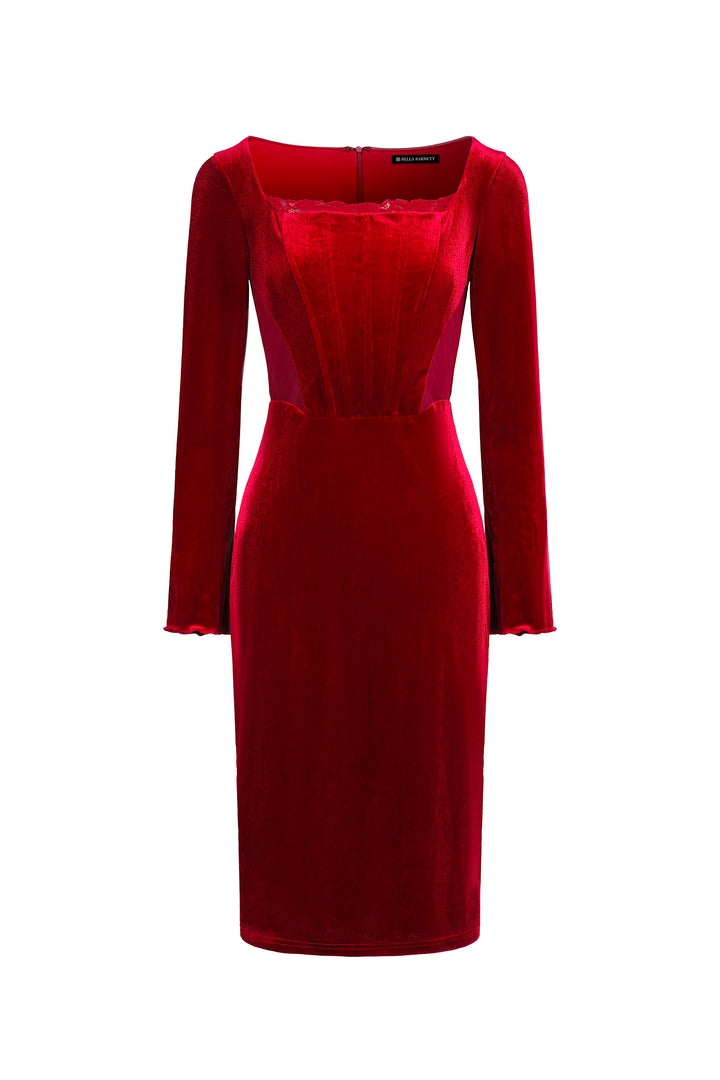 Hatice Long Sleeves Corset Midi Dress