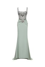Load image into Gallery viewer, Valery Diamond Fishtail Maxi Dress