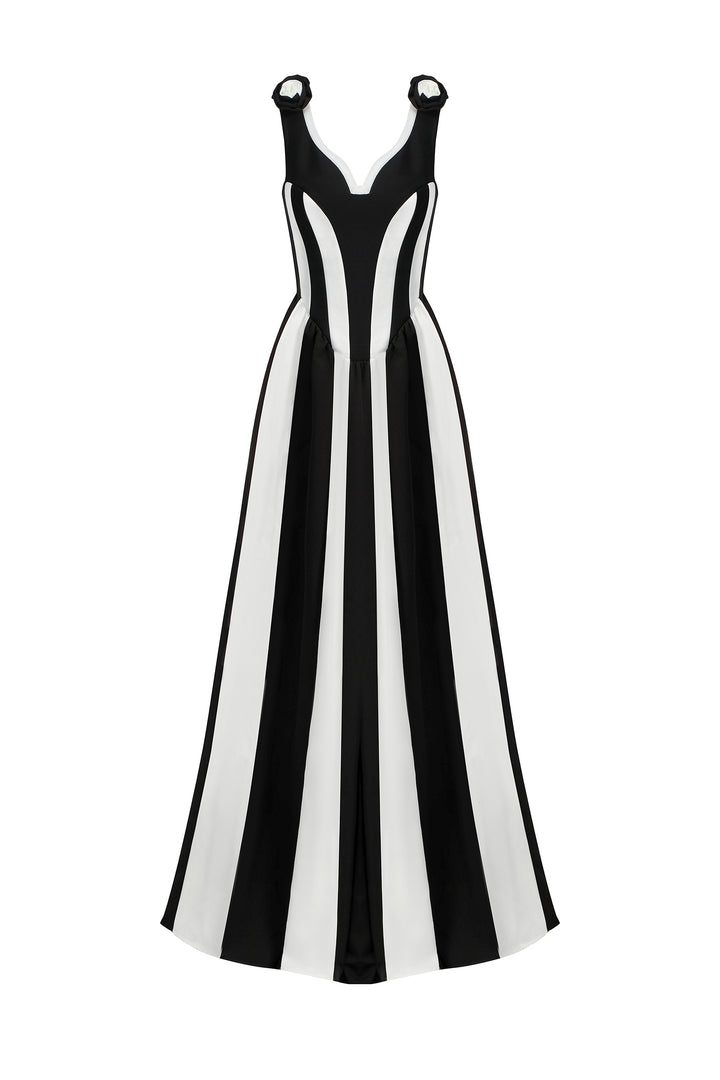 Omega Sleeveless V-Neck Flrs Bandage Maxi Dress