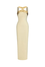 Charger l'image dans la visionneuse de la Galerie, Riza Chic Contour Halter Rhinestone Bandage Yellow Maxi Dress