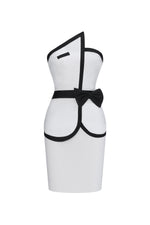 Load image into Gallery viewer, Erica Classic Slim Color Block White Bandage Crop Top And Mini Skirt Two-Piece Set