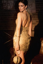Charger l'image dans la visionneuse de la Galerie, Winify Glamorous Contour Halter Sequin Sheer Mini Dress